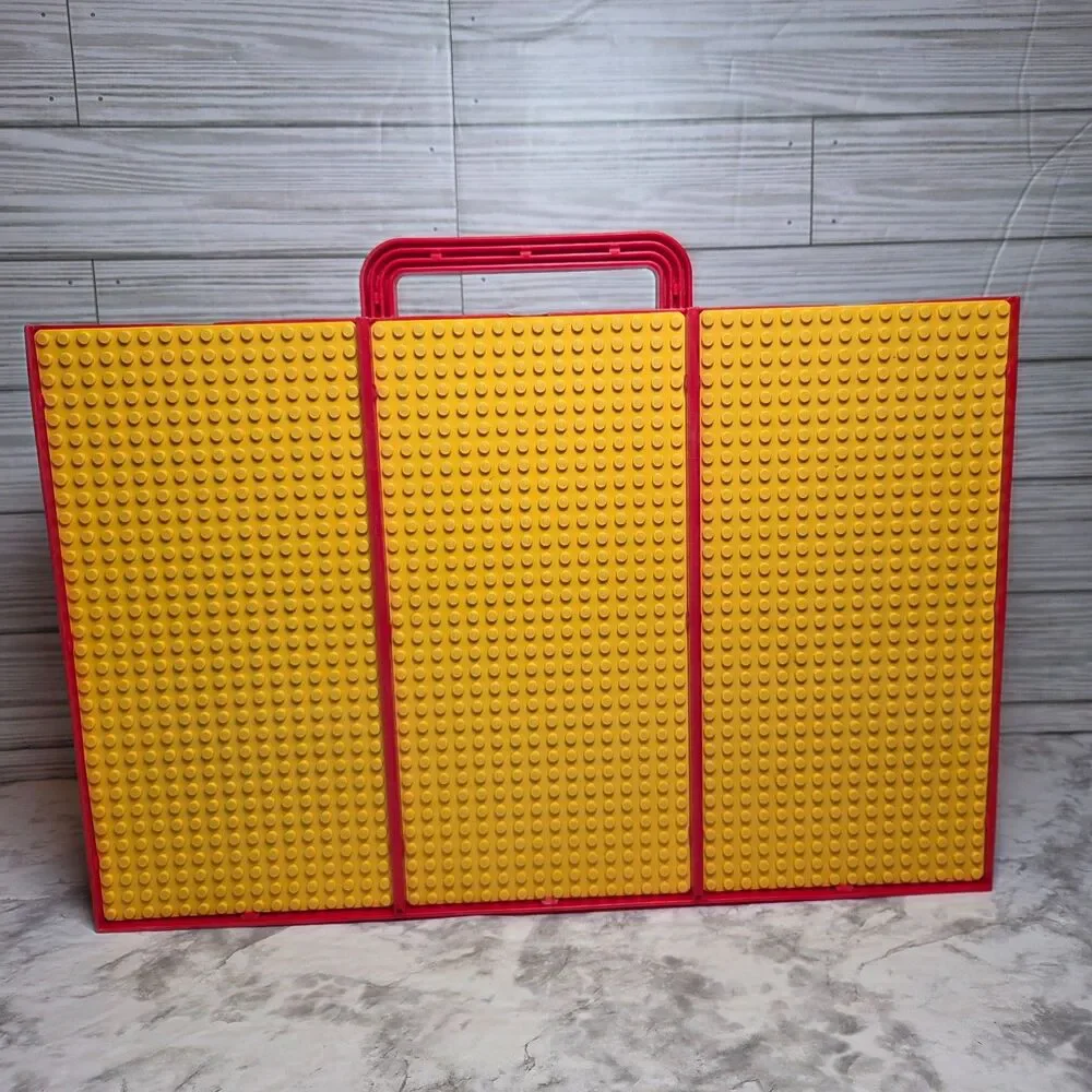 Lego Rare 1989 Vintage Red and Yellow 3 Compartment Storage Case w/ Sliding Lids